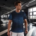 thumbnail image 3 of Wukai Blue Glitter Retro Print Men's Short-Sleeved Mesh T-Shirt,Quick-Dry Short Sleeve Workout T-Shirt-Medium, 3 of 8