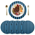thumbnail image 5 of Ryvnso Blue and Black Stripes Round Plate Mats Dining Table Placemat Set of 4 for Holiday Decoration, 5 of 7