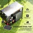 thumbnail image 3 of CoSoTower Outdoor BBQ Stand with Foldable Side Table, Stainless Steel Top, Pizza Oven Table with Wheels Hooks Shelves, 3 of 7