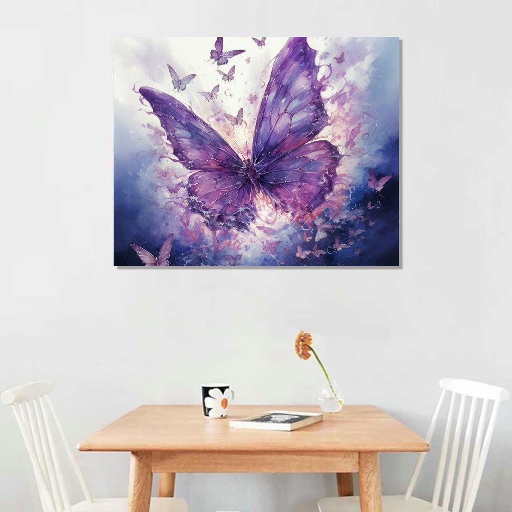 COMIO Butterfly Wall Art Prints,Poster with Purple Butterfly,Colorful Butterfly Wall Art Canvas Poster for Girls Bedroom Nursery Home Decor,Gift.(Unframed).