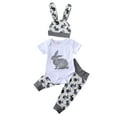thumbnail image 1 of EYIIYE Ensemble de Pâques pour Bébé Cartoon Rabbit Imprimé Combinaison + Bonnet + Pantalon, 1 of 5