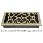 Brass Elegans 120Gr Victorian Scroll 6 X 10" Solid Brass Floor Register - Brass