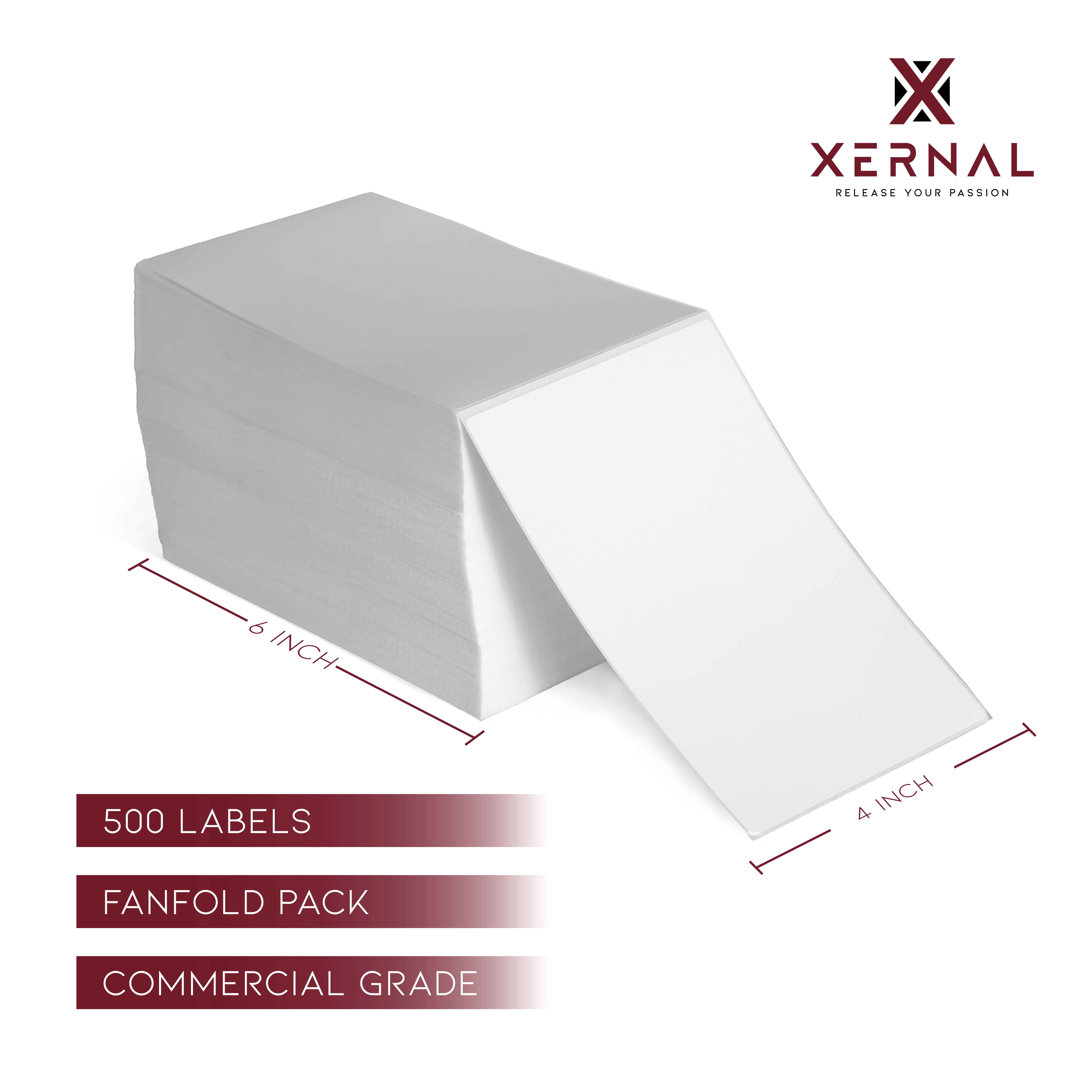 XERNAL 4x6 Thermal Shipping Labels Fanfold, 2000 Count