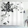 thumbnail image 1 of Ambesonne Dragonfly Shower Curtain, Fern Plants Floral, 69"Wx84"L, Black White, 1 of 3