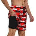 thumbnail image 2 of Goofa Black and white striped and red hearts Print Men's Swim Trunks Board Shorts Quick Dry Mens Swimming Trunks with Compression Liner,Breathable Fit Hawaii Beach Shorts-Medium, 2 of 6