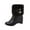 Black, variant on WEAIXIMIUNG Ankle Boots for Women Low Heel Wide Ladies Fashion Leather Bow Rhinestone Decorative Side Zipper Inside High Wedge Heel Short Boots