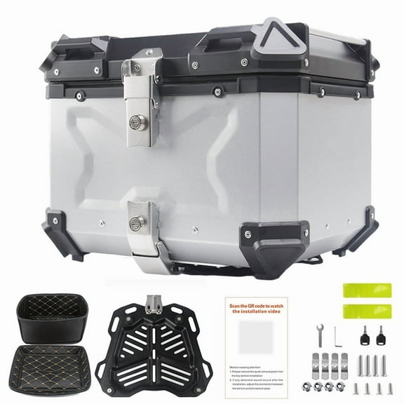 Motorcycle Tail Box Top Case Universal Aluminum Alloy Motorcycle Trunk Tour Tail Box 45L Motorbike Rear Box