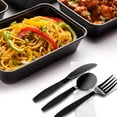 thumbnail image 2 of Black Individually Wrapped Plastic Cutlery Set - Disposable Heavy Weight Utensils - Pack of 50, 2 of 4