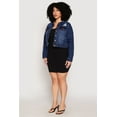 thumbnail image 4 of Womens Plus Size WAX Distressed Cropped Denim Jacket, 4 of 5