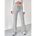 thumbnail image 4 of Women Drawstring High Waist Flare Leg Pants Slim Fit Casual Daily Trousers, 4 of 6