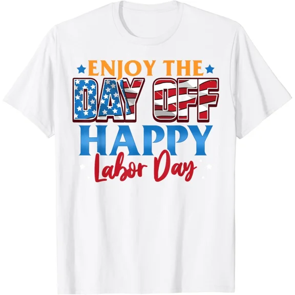 Retro Happy Labor Day T-Shirt Men Women Patriotic USA Flag Stars Stripes Graphic Tee Casual Short Sleeve Holiday Top