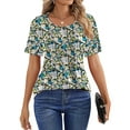 thumbnail image 4 of Fantaslook Blouses for Women Pleated Short Sleeve Tunic Tops Dressy Casual Summer Shirts, 4 of 9