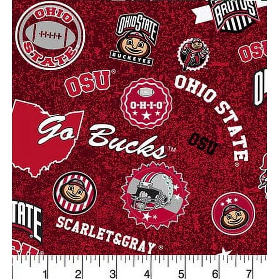 Ohio State 100% Quilting Cotton Fabric, by the yard