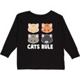 thumbnail image 3 of Inktastic Cats Rule with Cat Heads Boys or Girls Long Sleeve Toddler T-Shirt, 3 of 5