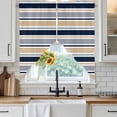 thumbnail image 6 of Khaki Grey Striped Swag Curtains for Kitchen/Bedroom/Living Room, Navy Blue Farmhouse Stripes Abstract Art Scalloped Curtains 63 Inch Long, Window Swag Topper Curtains Valances 2 Panels Set 36"x63", 6 of 8
