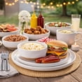 thumbnail image 6 of AmorArc Ceramic Dinnerware Sets for 4, 12 Pieces Handpainted Plates and Bowls Set with Rustic Terracotta Underside, Scratch Resistant Stoneware Dishes Set, Dishwasher & Microwave Safe, White, 6 of 9