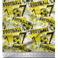 thumbnail image 1 of Soimoi Yellow Silk Fabric Brush Stroke & Football Men Print Fabric by the Yard 42 Inch Wide, 1 of 1