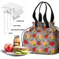 thumbnail image 4 of Pioneer Flower Floral Print Pattern Drawstring Lunch Bag Women - Drawstring Lunch Bag Insulated for Work Office - Stain-Resistant Large Lunchbags for Women with Multi-Pockets, 4 of 6