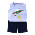 thumbnail image 5 of Myshe Baby Boy Girls Toddler Summer Outfit Short Sleeve T-shirt Elastic Waist Shorts 2 Piece Short Set Summer Outfits For 18-24 Months 2t 3t 4t 5t 6t Summer Outfits kids,Navy,2-3 Years, 5 of 5