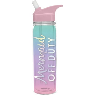 3dRose Blue Glitter Magic Mermaid - Straw Water Bottle, 21-ounce 
