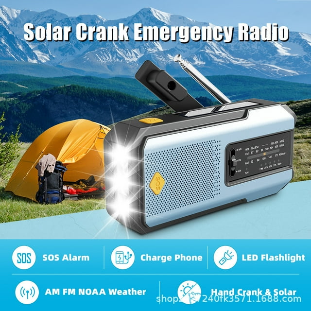 Ovzne Radio Portable Multifonctionnelle Manivelle d'Urgence Lampe de Poche Manivelle en Liquidation