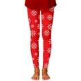 thumbnail image 4 of Tisuna Christmas Leggings For Little Girls Snow Print Elastic Waist Slim Leg Pants Stretch Comfortable Girls Fall Winter Trousers Red Size 3-4 Years, 4 of 4