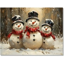 Christmas Landscape Winter Poster Farmhouse Elk Pine Cones Snowman Nature Canvas Painting Print Wall Pictures Living Room Decor (8 x12inch=(20 x30 cm),Unframed)