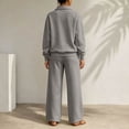 thumbnail image 6 of Mfakffe Womens 2‑Piece Casual Outfit Half‑Zip Collared Top and Wide Leg Pants Set Loose Relaxed Matching Tracksuit for Daily Wear, 6 of 6