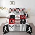 thumbnail image 3 of Homewish Eat Sleep Lacrosses Bedding Comforter Set for Boys, Stripes Abstract Line Twin Comforter Sets, Vintage Patchwork Plaid Reversible Bedding Set, Ultra Soft Bedroom Decor, 2 Pieces, 3 of 8