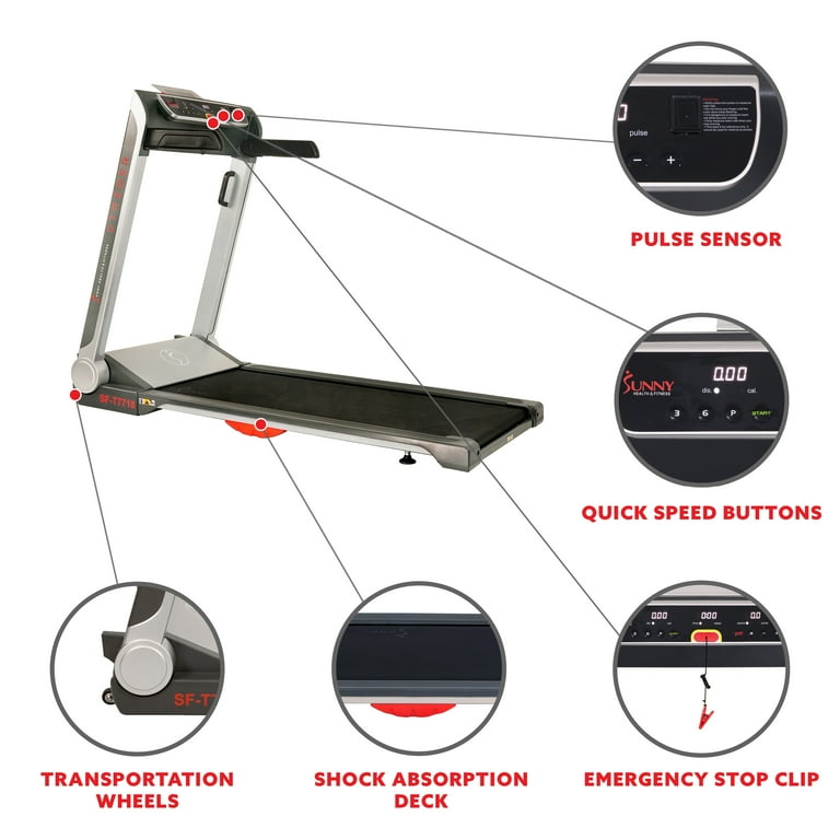 Sunny Health Fitness SF T7718 Strider Foldable Treadmill with 20 Belt Portable AUX Audio Walmart