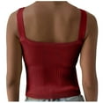 thumbnail image 4 of Wycnly Womens Tank Tops Comfy Knitted Ribbed Sexy Slim Fit Vest Tops Summer Fashion Solid V-Neck Sleeveless Shirts Blouse Wine m, 4 of 7