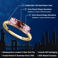 thumbnail image 2 of Gem Stone King 10K Yellow Gold Red Rhodolite Garnet and Pink Lab Grown Diamond Engagement Ring for Women | 1.60 Cttw | Round 5MM | Gemstone January Birthstone | Size 8, 2 of 6