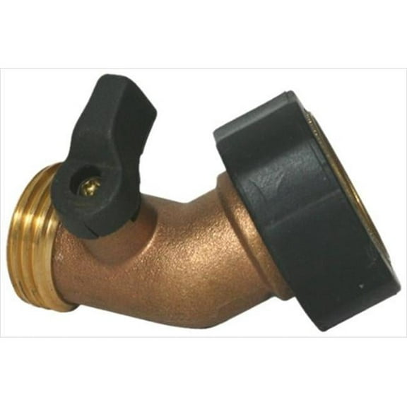 Camco 20173 Water Connector With 45 Degree Valve - Brass