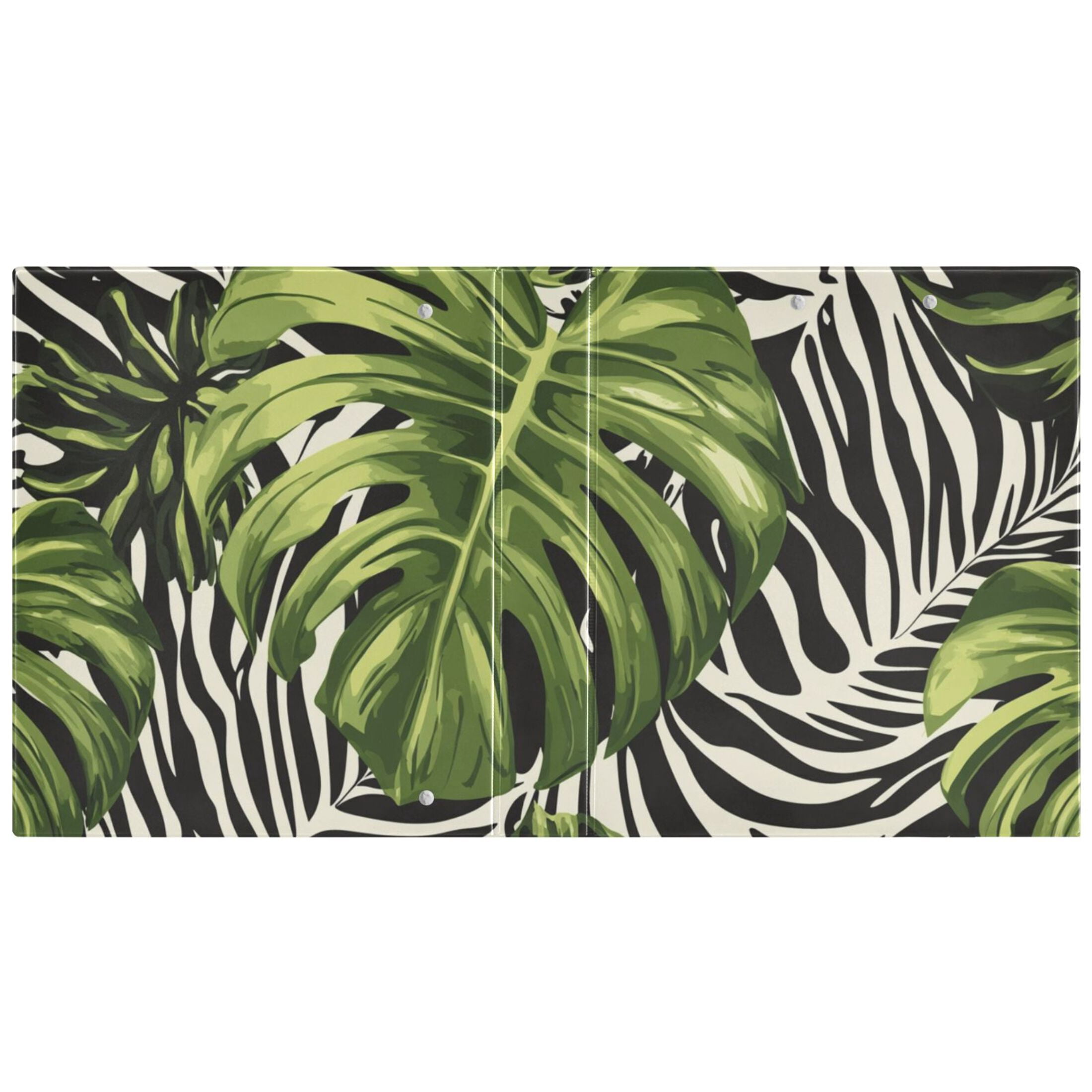 Zebra Stripes Leaves 3 Ring Binders 1.5 inch Hardcover File Folders with Interior Pockets A4 Size Organizer for School Office Hospital