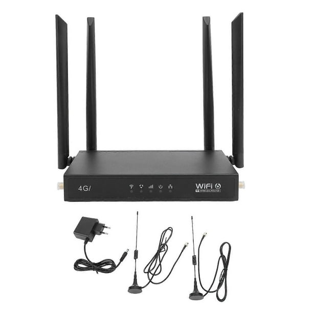 4G LTE CPE Router, Unlocked Indoor Wi-Fi Modem, 300Mbps Hotspot with 6 Antennas, SIM Card Slot, EU Plug