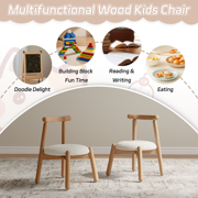 Guyou Solid Wooden Toddler Chair Ages 1-6, Boys Girls Kids Preschool Chair, Comfy Upholstered Kid Reading Chair, Sherpa Kids Desk Chair for Playroom Kindergarten Preschool Bedroom, White