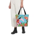 thumbnail image 5 of Kll Tote Bag For Women Tropical Jungle Flamingo Print Shopping Grocery Reusable Bags For Office School Shopping Travel, 5 of 7