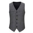 thumbnail image 1 of Vest for Men, Sleeveless Solid Color Medieval Button Front with Fake Pockets, Polyester-Elastane Blend, Black, Size L, 1 of 7