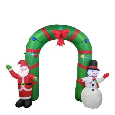 Arch Way Decorations ALEKO Giant Inflatable Santa and Snowman Holiday Greeting Archway with UL Certified Blower and LED Lights - 8 Foot ()