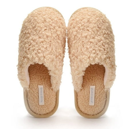 

CoCopeaunt Winter House Women Fur Slippers Warm Teddy Velvet Bedroom Ladies Fluffy Shoes Indoor Solid Chic Bedroom Girls Plush Shoes