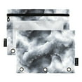 thumbnail image 2 of 2 Pack Pencil Pouch for 3 Ring Binder Smooth Zipper Folders with Pockets Clear Window Pencil Case Rolling Cloud Marble, 2 of 6