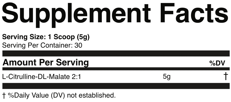 Citrulline Malate Powder 2:1 Ratio, Unflavored, 30 Servings