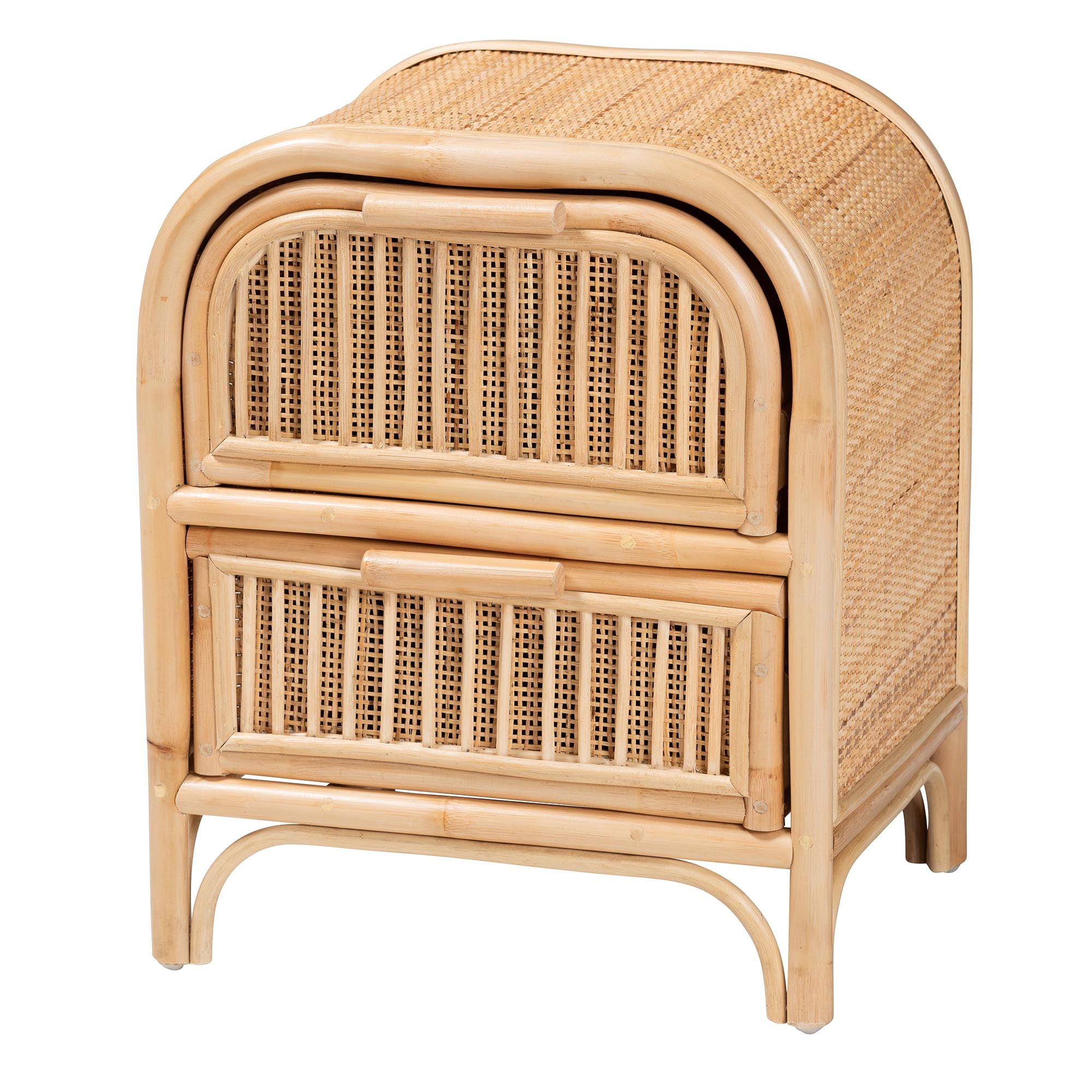 bali & pari Adrika Boho Nightstand, 2-Drawer, Natural