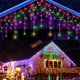 thumbnail image 2 of Guirnalda navideña de luces LED de 4 m para exteriores, resistente al agua, con forma de carámbano, para decoración de aleros de jardín, balcón, vallas y centros comerciales, 2 of 5