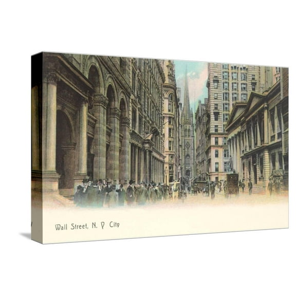 Art.com Colorized Wall Street Scene, New York City Stretched Canvas Print Wall Art, 18" x 12"