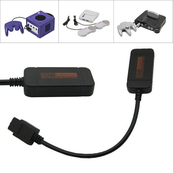 Anvazise 720P compatible Game Console Video Adapter Converter High Clarity Cable for N64 SNES Black One Size