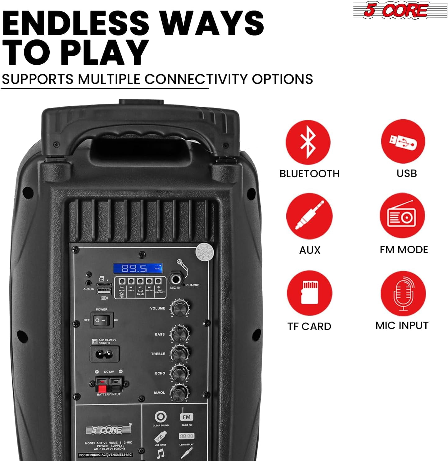 8" Portable Bluetooth Party Speaker with 2 Wireless Mics – 250W Rechargeable PA System, Karaoke Boombox & Tripod Stand for Outdoor Events