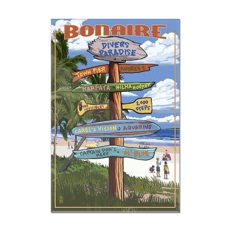 Bonaire, Dutch Caribbean - Sign Destinations - Lantern Press Poster (8x12 Acrylic Wall Art Gallery