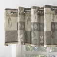 thumbnail image 4 of Mainstays Semi Sheer Curtain Tier Pair and Valance Set, 3 Piece Ready Made Kitchen Curtains, Taupe/Leaf, 54" W x 36" L, 4 of 7