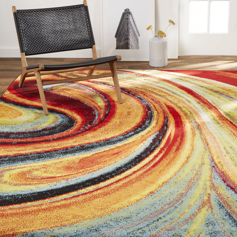 Home Dynamix Splash Adja Contemporary Abstract Swirl Area Rug, Red